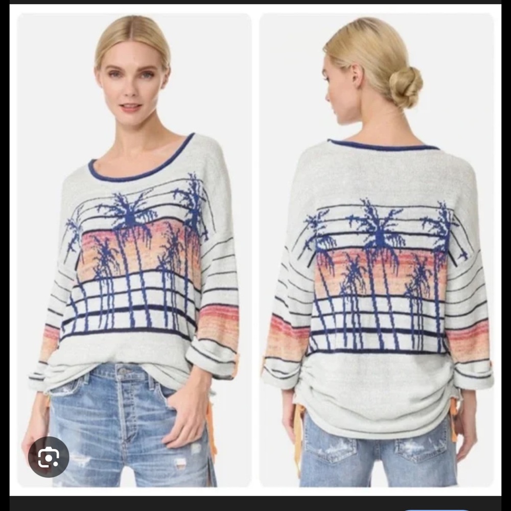 Free People Gray and Orange Knit Sweater